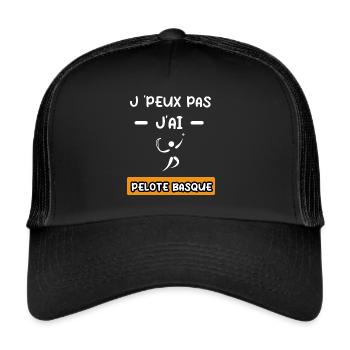 je peux pas j'ai pelote basque cadeau pelote - Casquette trucker  - noir/noir - Devant