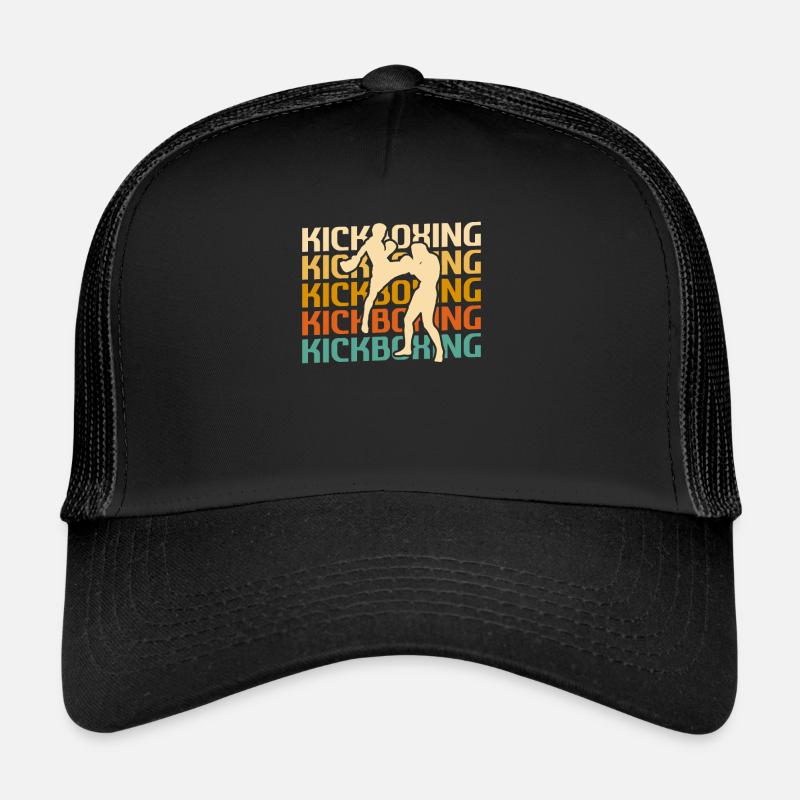 Retro Vintage Classic Kickboxing Kickboxer - Trucker Cap - black/black