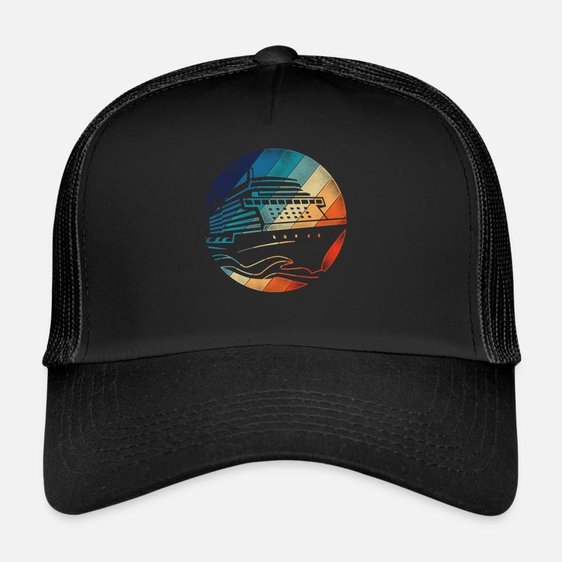 Cruise Ship Vacation Retro Vintage - Trucker Cap - Schwarz/Schwarz