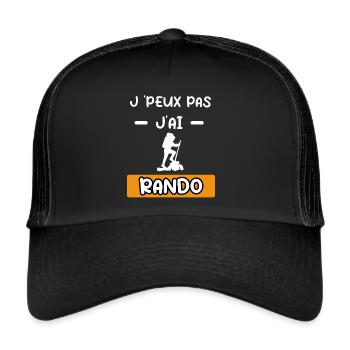 je peux pas j'ai rando cadeau rando - Casquette trucker  - noir/noir - Devant