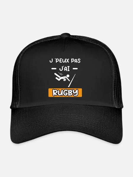 je peux pas j'ai rugby cadeau rugby - Casquette trucker  - noir/noir - Devant