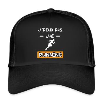 je peux pas j'ai running cadeau running - Casquette trucker  - noir/noir - Devant