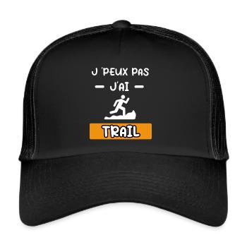 je peux pas j'ai trail cadeau trail - Casquette trucker  - noir/noir - Devant