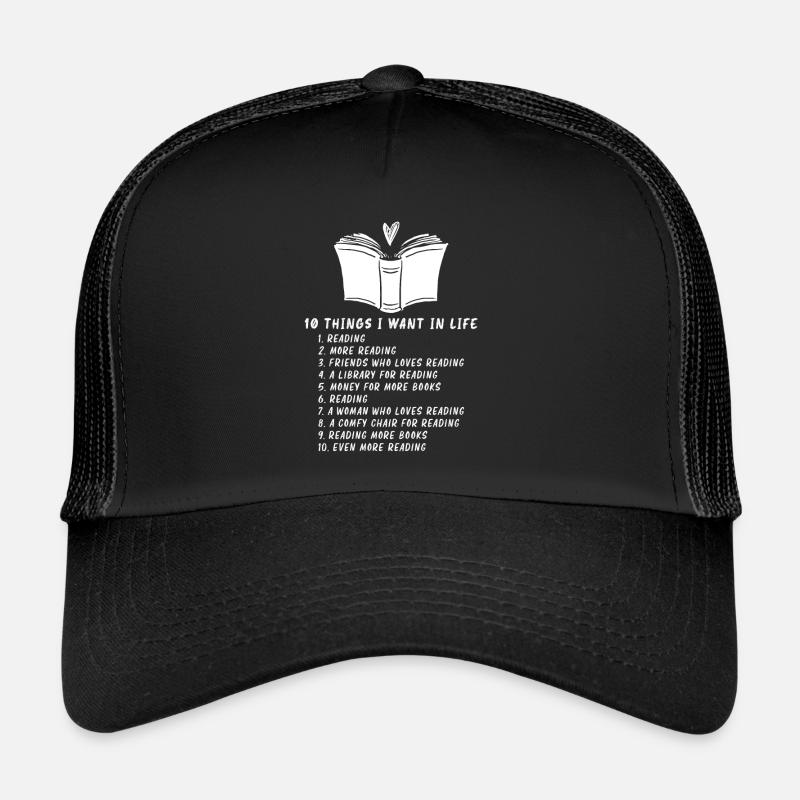Reading Book Literature Bookworm Learning Trucker Cap