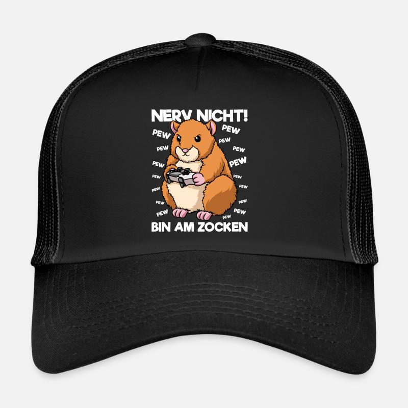 Nerv nicht bin am Zocken Gaming Hamster - Trucker Cap - Schwarz/Schwarz