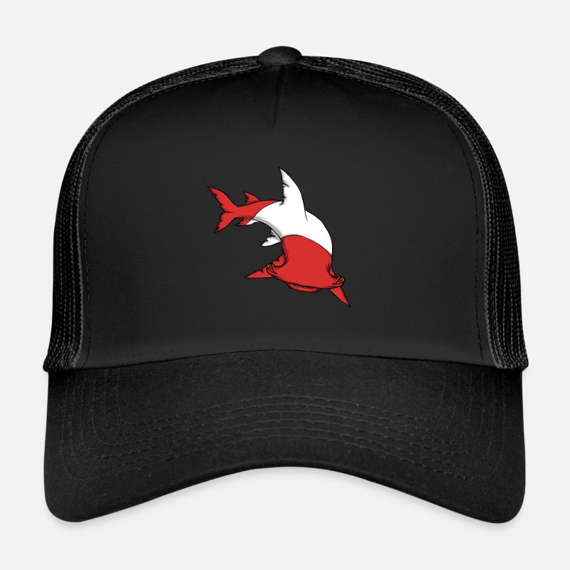 Scuba Diver Red White Flag Hammerhead Scuba Diving Trucker Cap