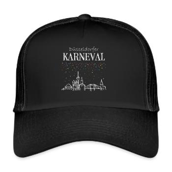 Skyline Düsseldorf Karneval Konfetti Fastelovend - Trucker Cap - Schwarz/Schwarz - Vorne