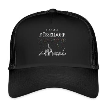 Skyline Düsseldorf Karneval Helau Kostümersatz - Trucker Cap - Schwarz/Schwarz - Vorne