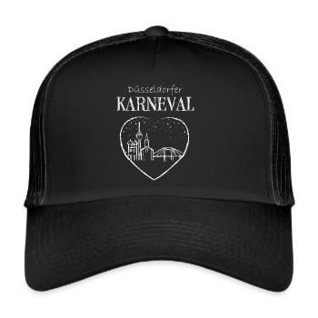 Skyline Düsseldorf Karneval Helau Fasching Narr - Trucker Cap - Schwarz/Schwarz - Vorne