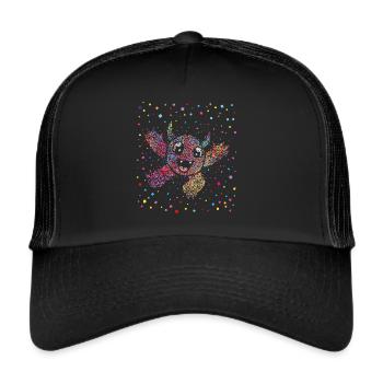 Konfetti Monster Kostümersatz Fastelovend Karneval - Trucker Cap - Schwarz/Schwarz - Vorne