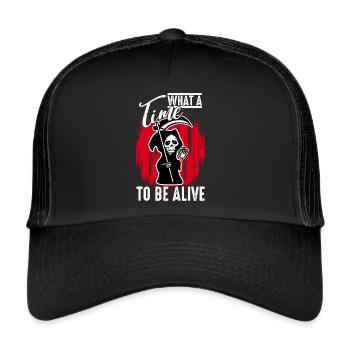 Quel moment pour être en vie - Halloween Humor - Casquette trucker  - noir/noir - Devant