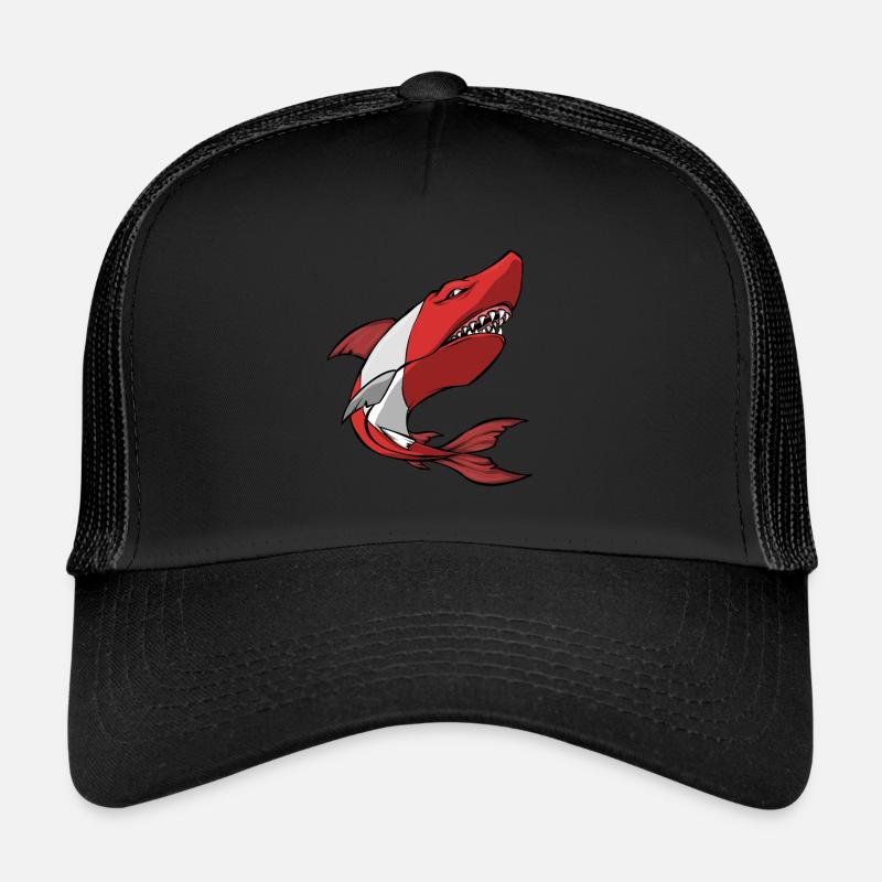 Scuba Diver Red White Flag Hai Tauchen Trucker Cap