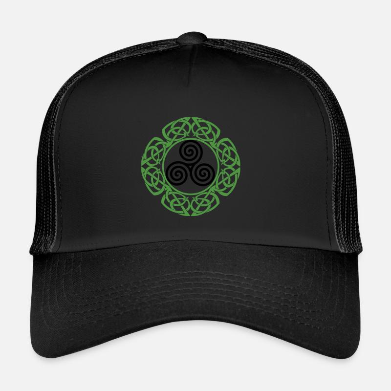 Celtic Irland Wikinger Keltisch Knoten Muster Baum - Trucker Cap - Schwarz/Schwarz