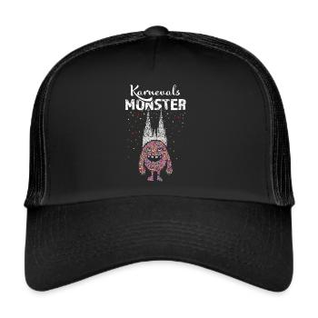 Karneval Köln Kölner Dom Konfetti Fasnacht Colonia - Trucker Cap - Schwarz/Schwarz - Vorne
