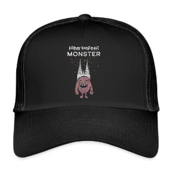 Kölner Konfetti Monster Köln Dom Karneval Fasnacht - Trucker Cap - Schwarz/Schwarz - Vorne