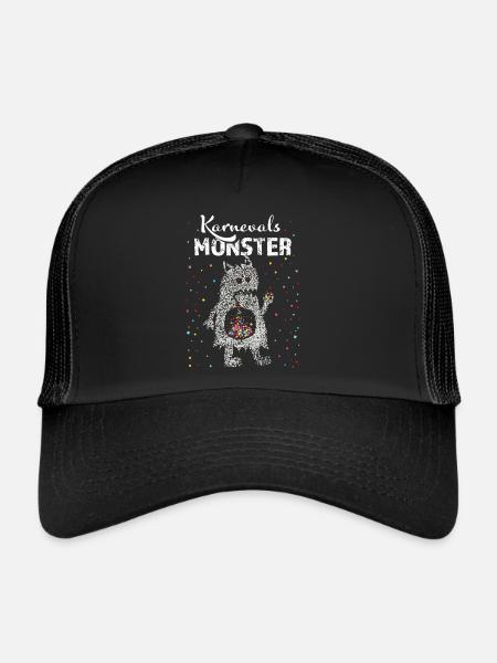 Karneval Fasching Fasncht Monster Konfetti Jeck - Trucker Cap - Schwarz/Schwarz