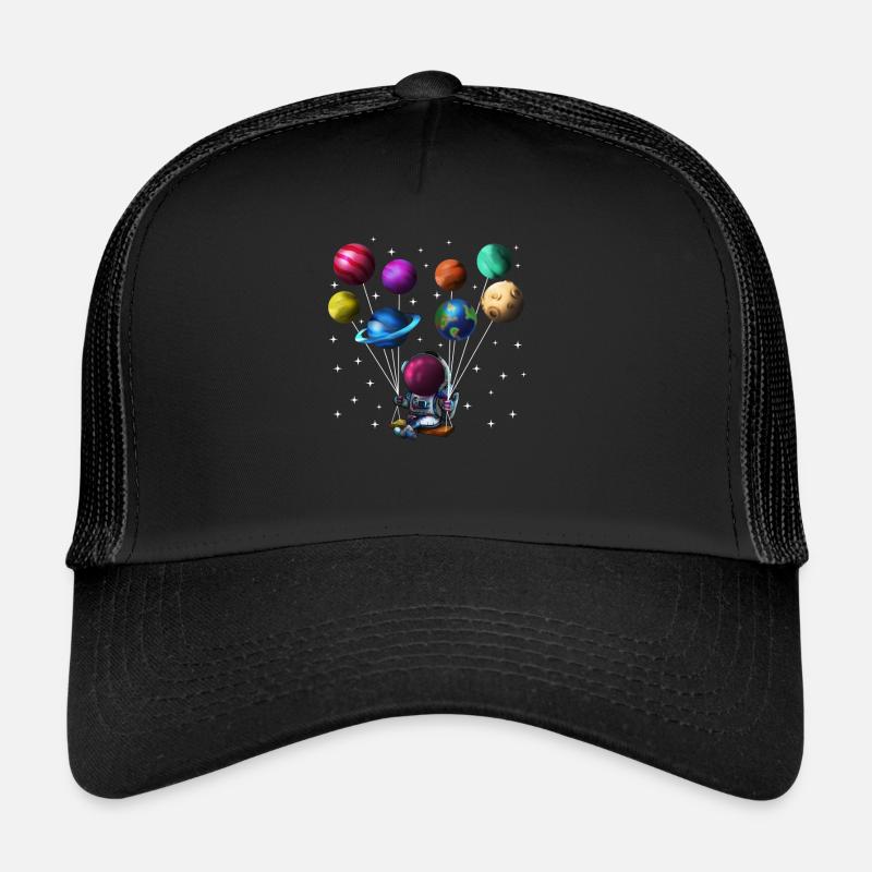 Astronaute du système solaire avec des planètes comme ballons - Casquette trucker  - noir/noir