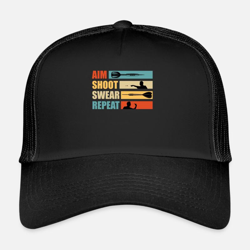 Darts Aim Shoot Swear Repeat Dart Accessories Darts Trucker Cap