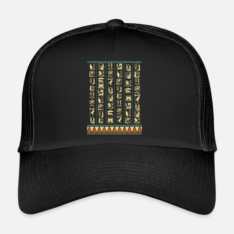 Hiéroglyphes Pyramides Egypte ancienne - Casquette trucker  - noir/noir