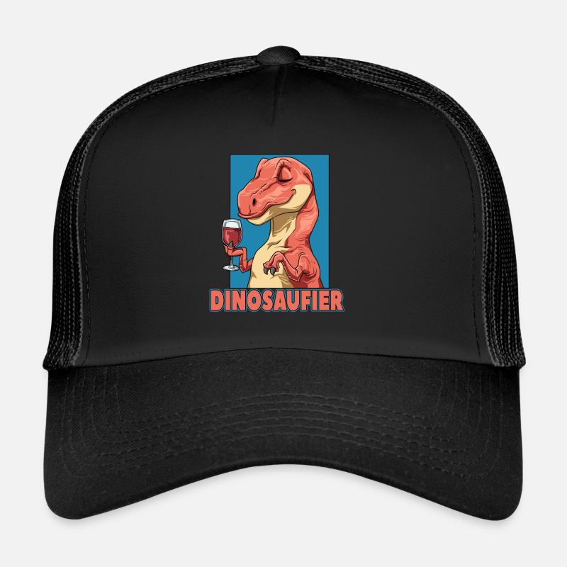 Dinosaufier Dinosaurier mit Wein Trucker Cap
