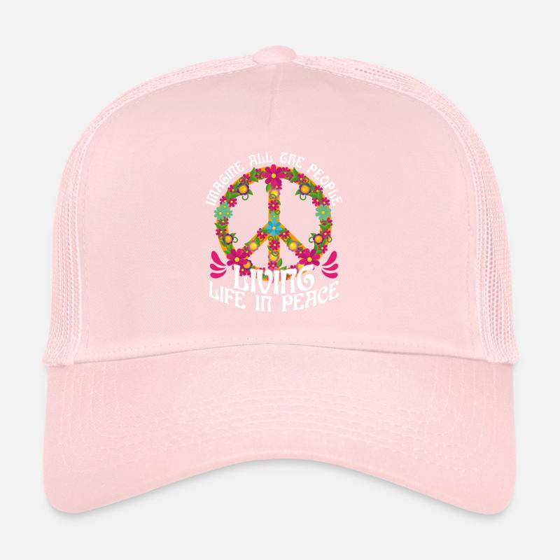 Symbole de la paix mondiale Fleurs Imagine Casquette trucker 