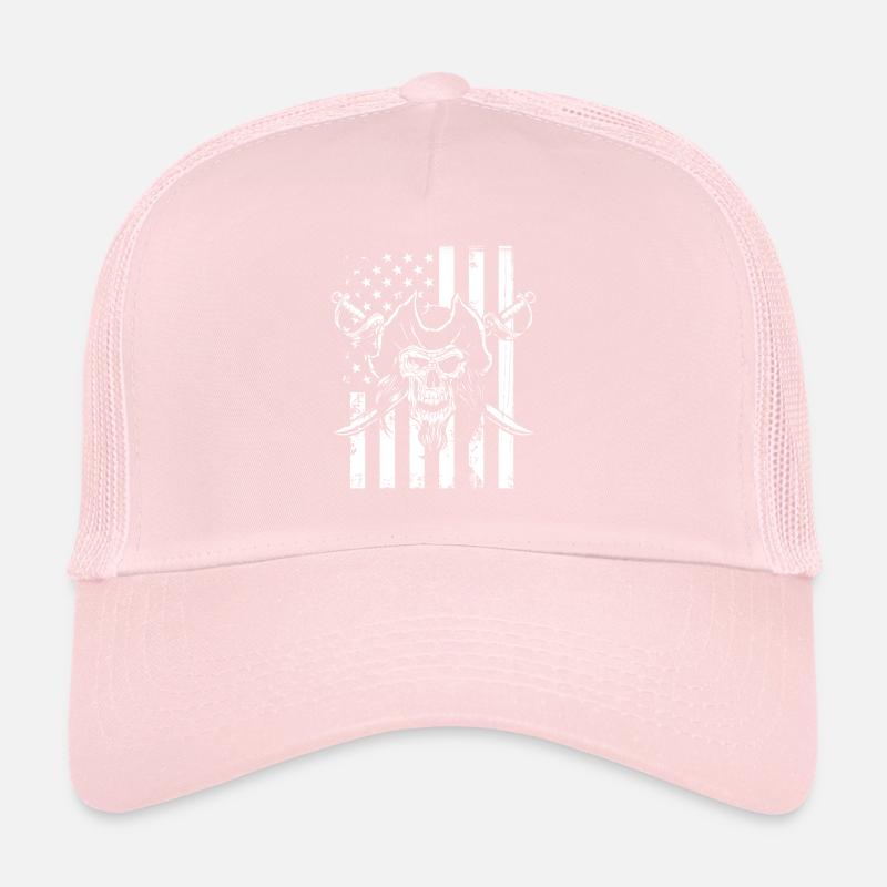 Pirate Skull With Usa flag Trucker Cap