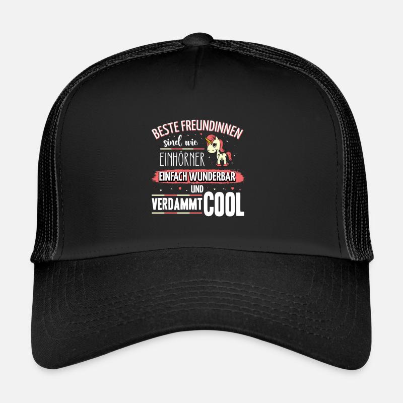 Beste Freundinnen sind wie Einhörner - Trucker Cap - Schwarz/Schwarz