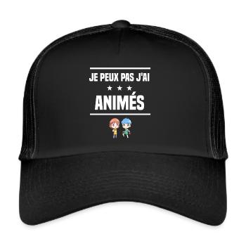 je peux pas j'ai animés humour mangaka - Casquette trucker  - noir/noir - Devant