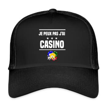 je peux pas j'ai casino humour jetons - Casquette trucker  - noir/noir - Devant