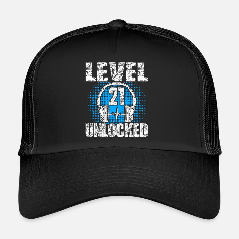 Niveau 21 Cadeau d’anniversaire débloqué 21 ans Casquette trucker 