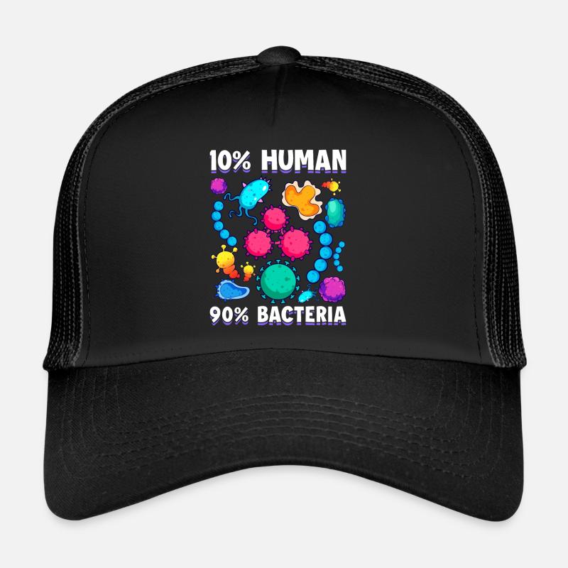 10 Human 90 Bacteria Biology Science - Trucker Cap - black/black