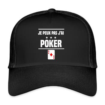 je peux pas j'ai poker humour cartes - Casquette trucker  - noir/noir - Devant
