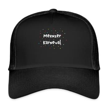 Meenz im Herz Karneval Fasching Konfetti Mainz - Trucker Cap - Schwarz/Schwarz - Vorne