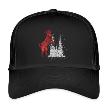 Kölner Dom Köln Rot Weiß Kölle Karneval Konfetti - Trucker Cap - Schwarz/Schwarz - Vorne