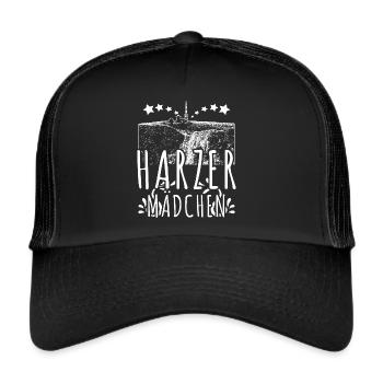 Harz Wandern Harzer Mädchen Brocken - Trucker Cap - Schwarz/Schwarz - Vorne
