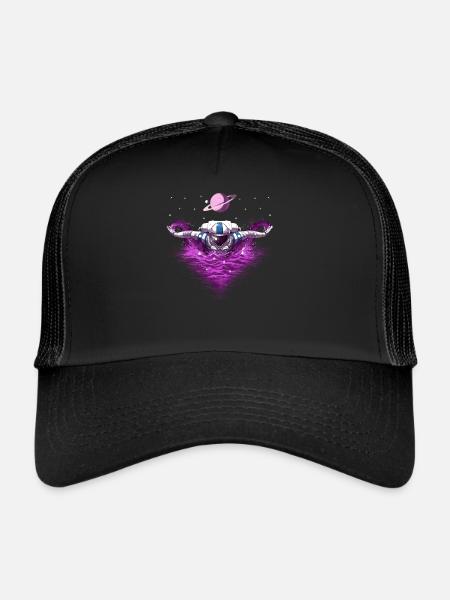 Astronaute spatial nageant - Casquette trucker  - noir/noir - Devant