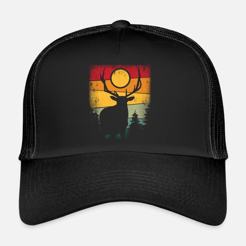Retro Hirsch Vintage Jäger Elch Jagd Berufsjäger Trucker Cap