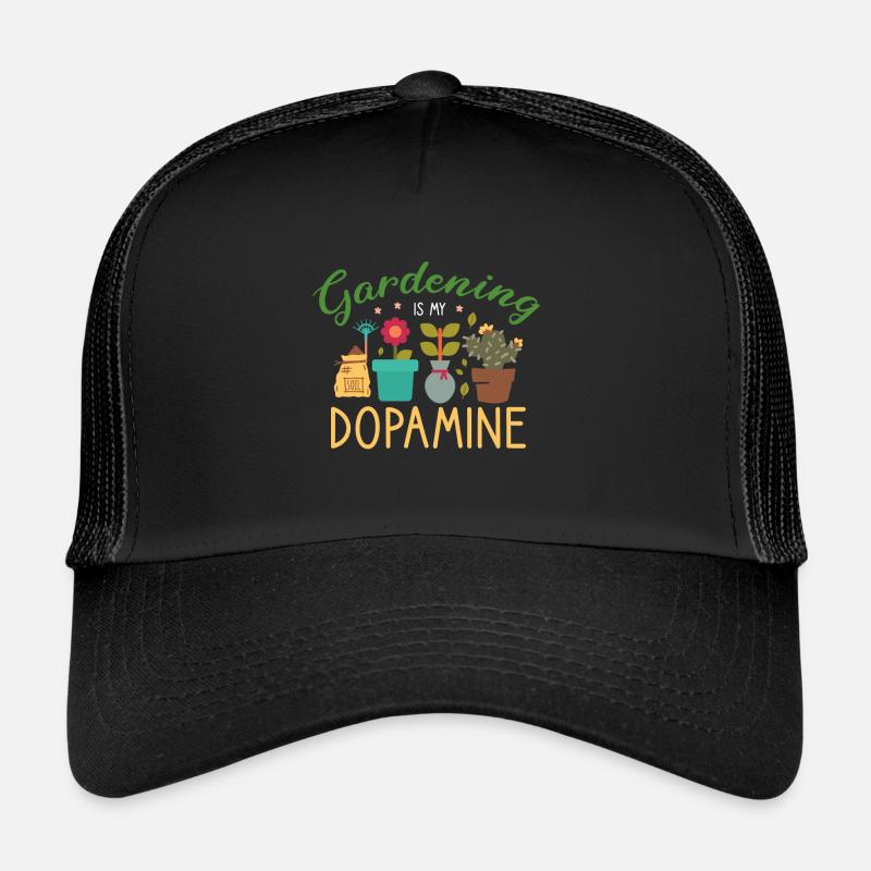 Gartenarbeit Ist Meine Dopamin-Gartengrünpflanze - Trucker Cap - Schwarz/Schwarz