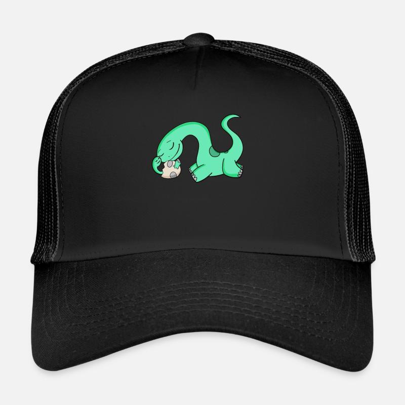Dinosaurier mit Baby Dinosaurier - Trucker Cap - Schwarz/Schwarz