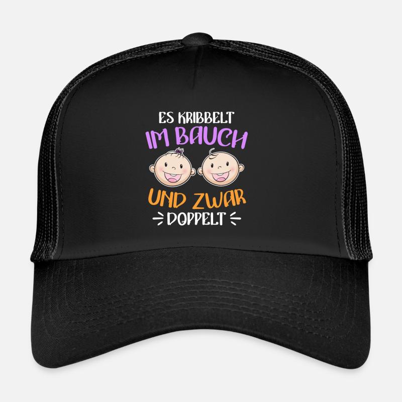 Kribbeln im Bauch Mutter von 2 Zwillinge im Bauch - Trucker Cap - Schwarz/Schwarz