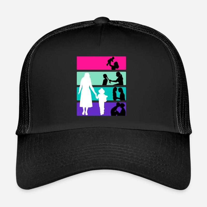 Mutter ein Leben lang Familie Kinder wachsen Mama - Trucker Cap - Schwarz/Schwarz