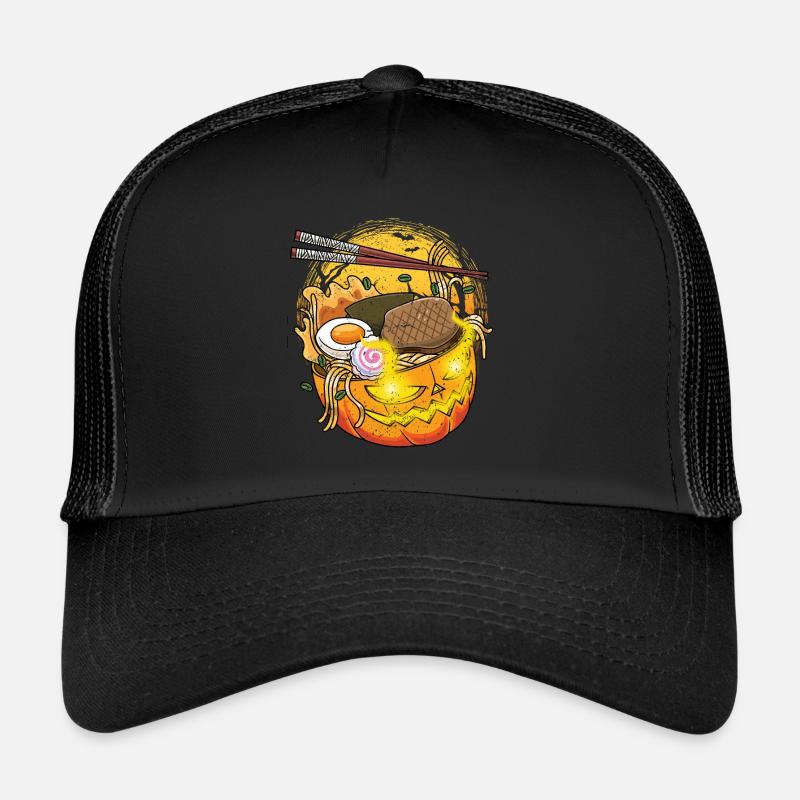 Citrouille Ramen Halloween Kawaii Jack O Lantern Casquette trucker 