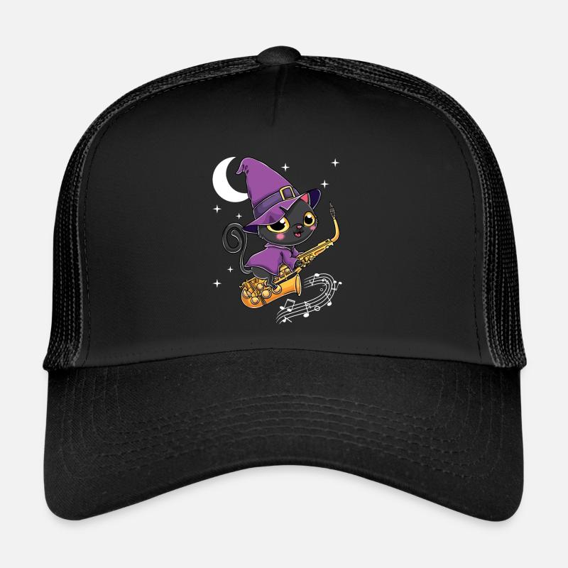 Saxophone Halloween Witch Kawaii Scary Black Casquette trucker 
