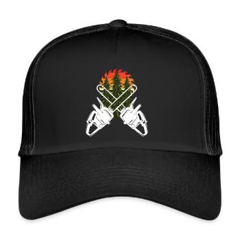 Chainsaw Axe Forester Lumberjack Saw Chain - Trucker Cap - black/black - Front