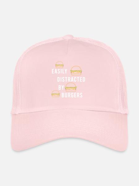 Manger des hamburgers, citation drôle, - Casquette trucker  - rose pâle - Devant