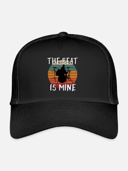 The Beat Is Mine Drum Set - Funny Drummer Gifts - Trucker Cap - black/black - Front