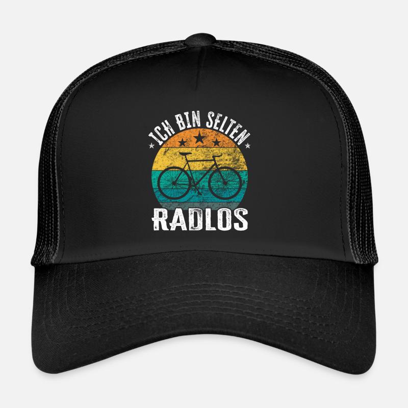 Ich bin selten Radlos - lustiger Spruch - Trucker Cap - Schwarz/Schwarz