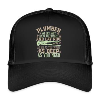 Klempner Installateur - Trucker Cap - Schwarz/Schwarz - Vorne