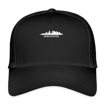 Vancouver skyline, flag vancouver - Trucker Cap - Schwarz/Schwarz - Vorne