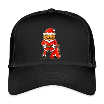 Pumpkin Man In Santa Costume Christmas Hallowxmas - Trucker Cap - Schwarz/Schwarz - Vorne